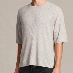 NWT AllSaints Short Sleeve Taupe Jace Crew Neck